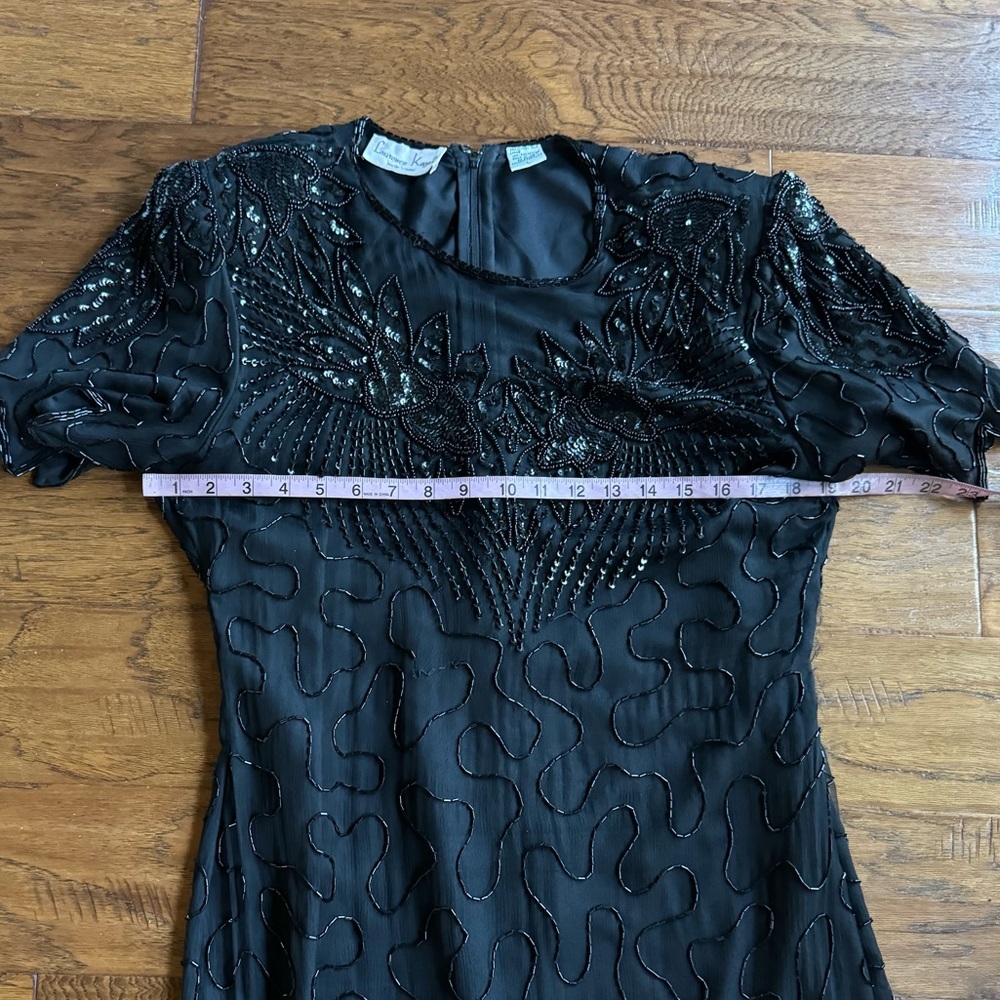 Vintage Lawrence Kazer Silk Black Beaded Gown - Picture 14 of 17